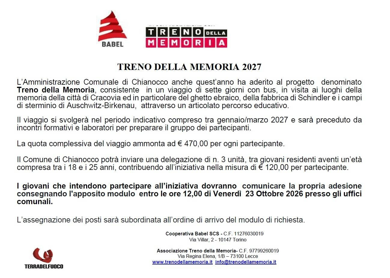 Treno della memoria 2027