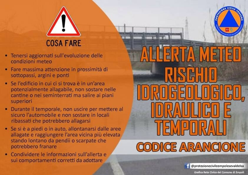 Allerta arancione rischio idrogeologico