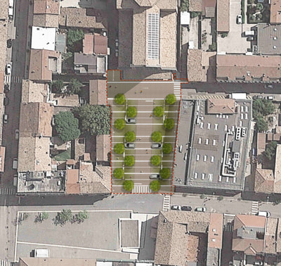 Prospetto lavori di riqualificazione di piazza Armandi a Fusignano