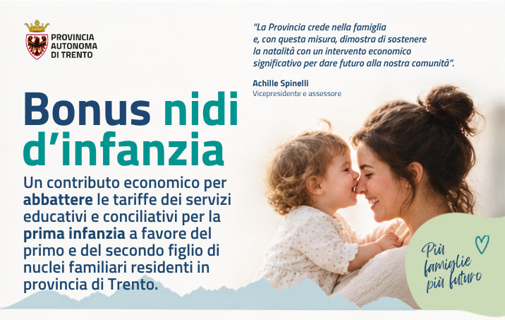 Bonus nidi d’infanzia: la Provincia rafforza il sostegno alle famiglie e alla natalità