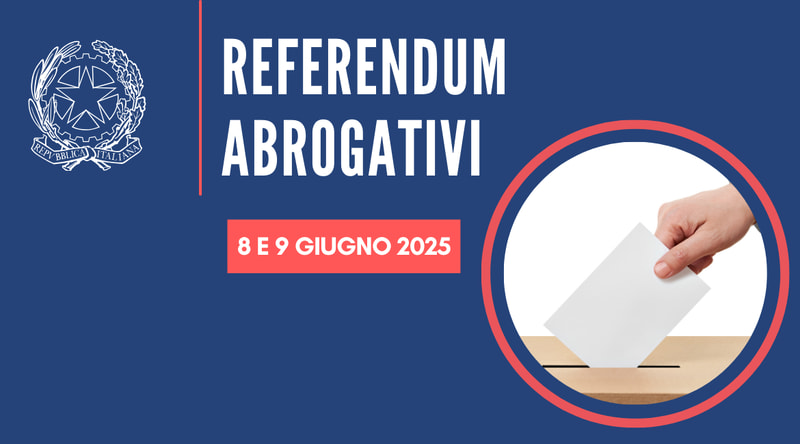 immagine con indicazione della data di voto, 8 e 9 giugno e una mano che inserisce una scheda all'interno di un'urna