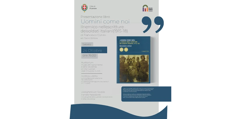 Locandina della presentazione del libro “Uomini come noi” Sabato 24 ottobre alle 16